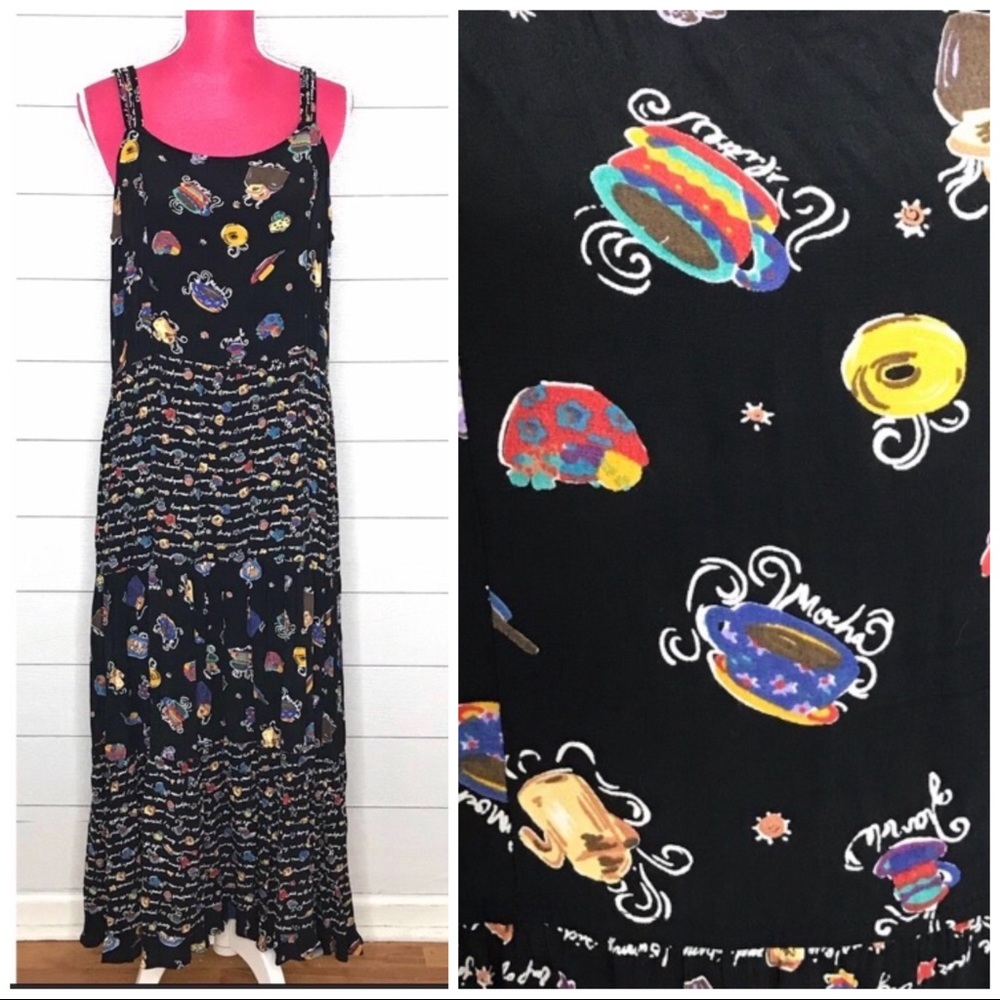 Brunch novelty print cottagecore maxi dress